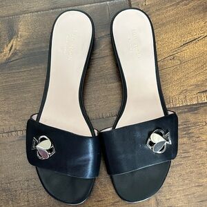 Kate Spade Black Ferry Slide Sandals with Golden Accent